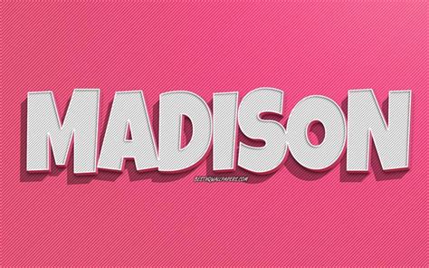Download Wallpapers Madison Pink Lines Background Wallpapers With Names Madison Name Female