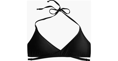 Jcrew Synthetic Wrap Front Halter Bikini Top In Black Lyst