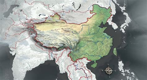 Relief Map Of China 3d Scene Mozaik Digital Utdannelse Og Læring