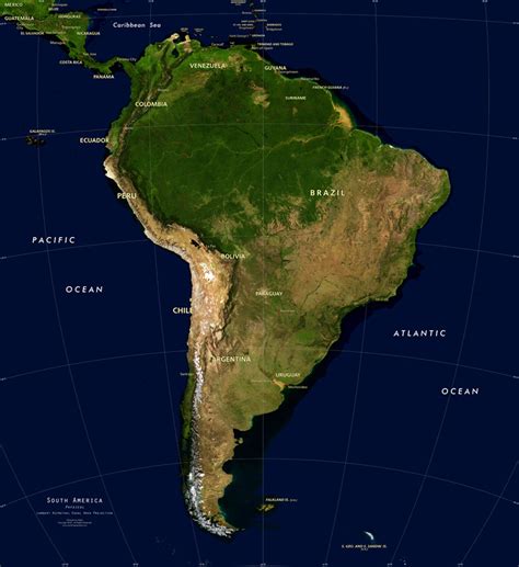 South America Satellite Image Giclee Print Physical