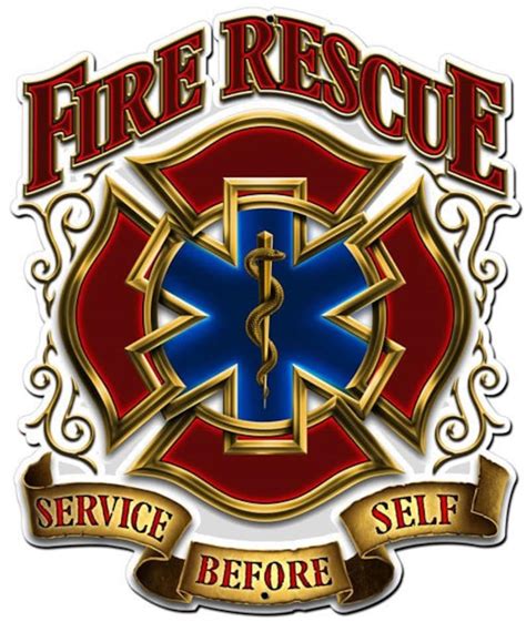 Fire Rescue Emblem Fire Fighter Fire Station Patriotic Art Etsy
