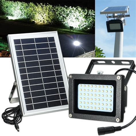 60 bright white led lamps with reflective intensifier detects motion up to 50 ft. Solar powered 54 led waterproof outdoor security panel ...