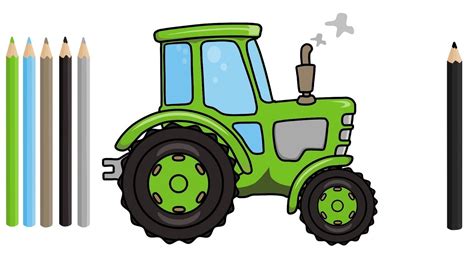 Encourage your artist to add a farm background and more kids in the trailer. Tractor Drawing | excavator, truck, bulldozer - Video for ...