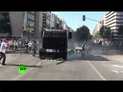 Protester Hit By Police Panzer TOMA TURKEY TAXIM SQUARE YouTube