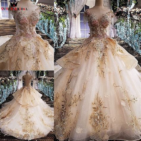 Fluffy Ball Gown Lace Beaded Flowers Luxury Evening Dresses Prom Dress