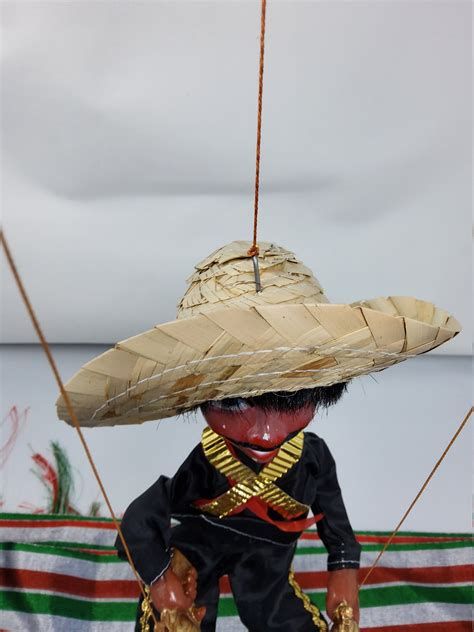 Traditional Mexican Marionette Puppet With Plastic Guns Free Shipping