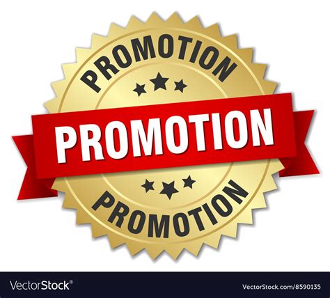 Promotion 3d Gold Badge With Red Ribbon Royalty Free Vector