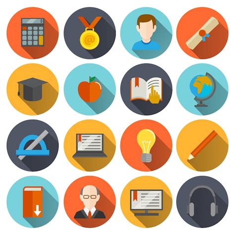 Round Education Icons Vector Free Download