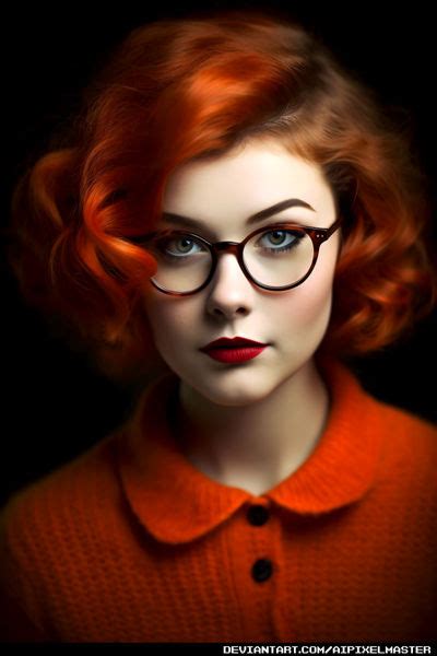 Beautiful Sexy Nerdy Redhead Pinup With Glasses By Aipixelmaster On