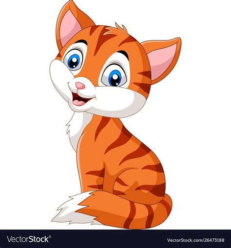 Illustration Of Cartoon Funny Cat Isolated On White Background