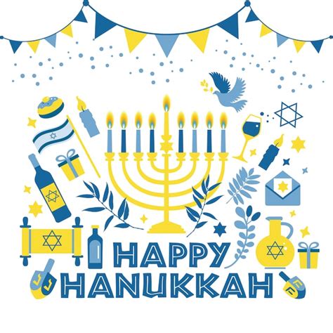 Premium Vector Jewish Holiday Hanukkah Greeting Card Traditional
