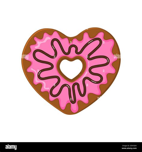 Heart Shaped Donut Isolated On White Background Doughnut With Pink