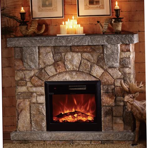 Stone Electric Fireplace For Modern Rustic Home Designs