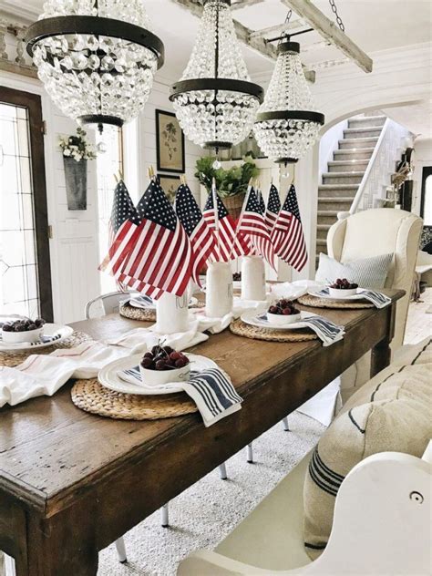 Farmhouse Fourth Of July In The Dining Room Fourth Of July Decor 4th