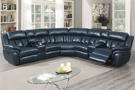 Blue Leather Sectional Sofa With Chaise Cabinets Matttroy