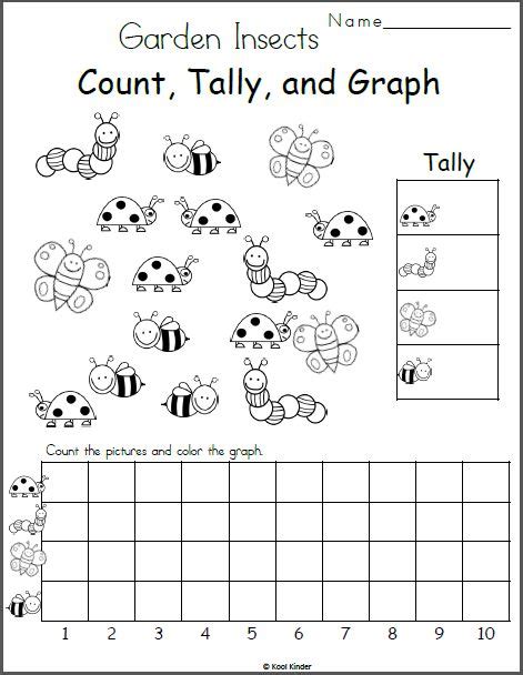insects count tally and graph worksheet pre k and