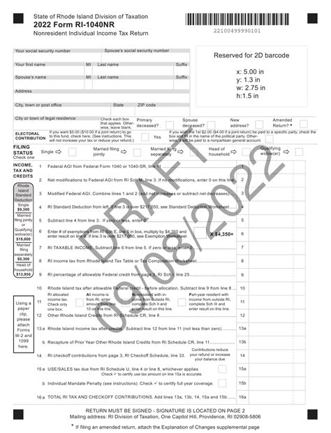 Form Ri 1040nr Download Printable Pdf Or Fill Online Nonresident