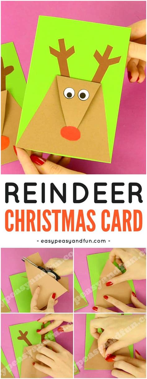 The kids always love how these turn out and can't wait to make them again and again! Reindeer Christmas Card - Easy Peasy and Fun