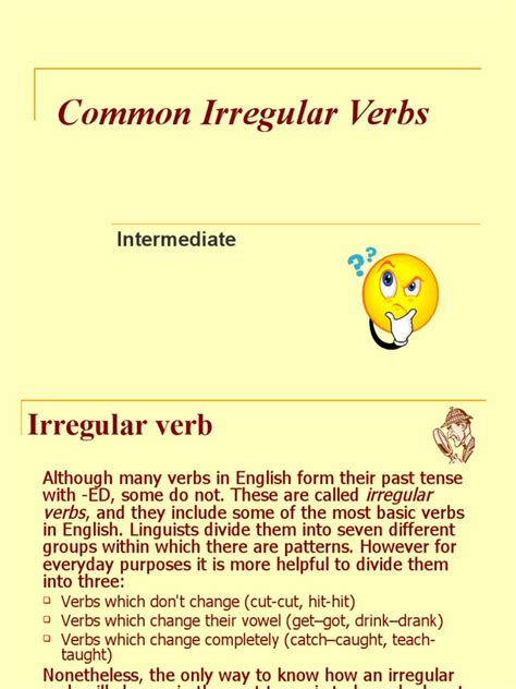 Common Irregular Verbs Pdf Linguistic Morphology Morphology