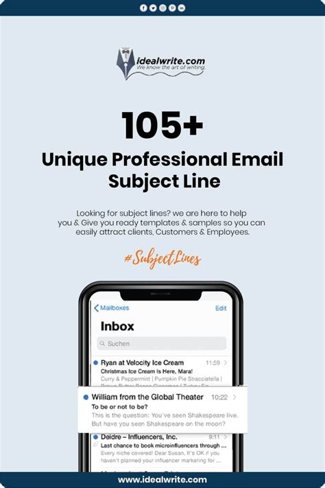 105 Unique Professional Email Subject Line Examples Idealwrite