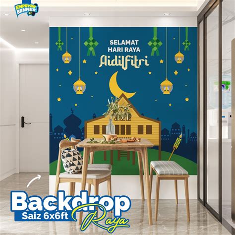 Banner Decoration Backdrop Hari Raya Aidilfitri Shopee Malaysia