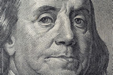 Portrait Of Ben Franklin On The Us 100 Dollar Bill In Macro Benjamin Franklin On Hundred Dollar