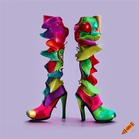 Colorful Surrealistic High Heels Boots
