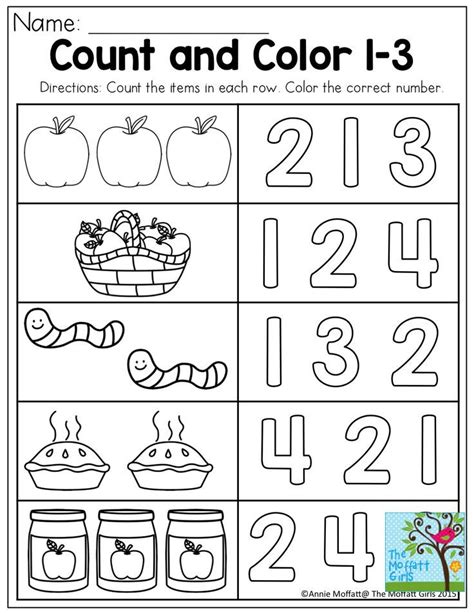 If you decide to participate in the homework program, we ask that the packets be returned attach your reading log from the program to this coupon. Count and Color! Basic skills for preschool! | Apples ...