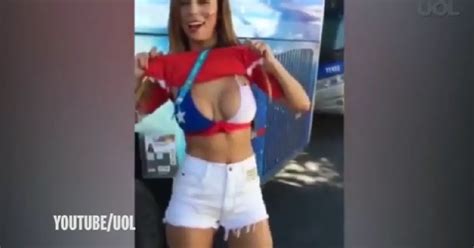 Video Stunning Chilean Journalist Lifts Her Top As She Celebrates