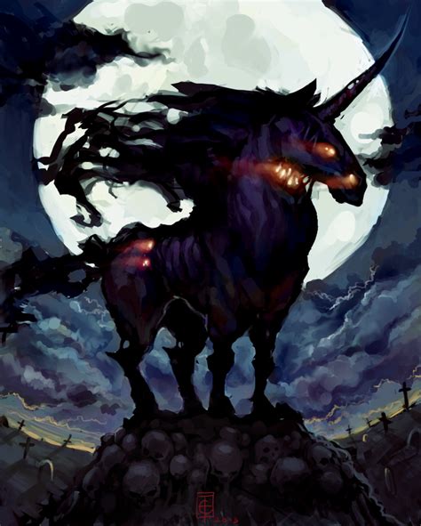 Dark Unicorne By Dentifrix On Deviantart Fantasy Creatures Mythical
