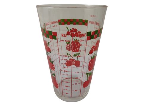 French Vintage Glass Measuring Cup By Reims Retro Red Kitchen Decor
