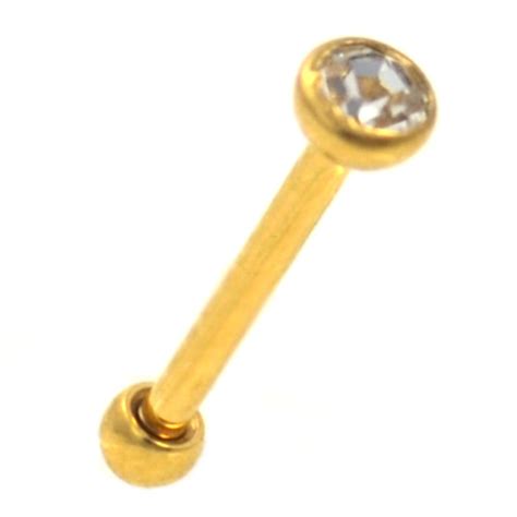 Gold Plated Clear Cz Cartilagehelix Barbell 18g