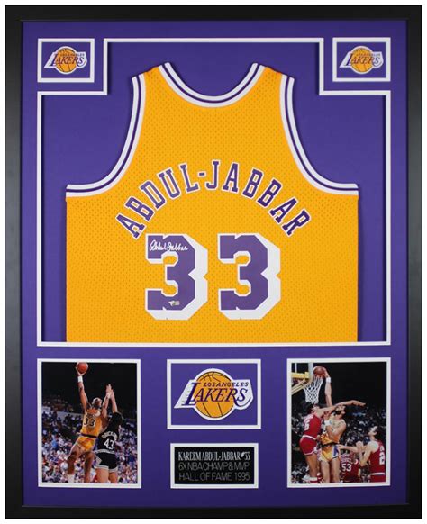 Kareem Abdul Jabbar Signed Lakers Custom Framed Jersey Display