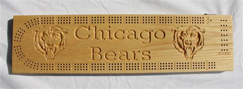 Chicago Bears Cribbage Board Made From White Ash