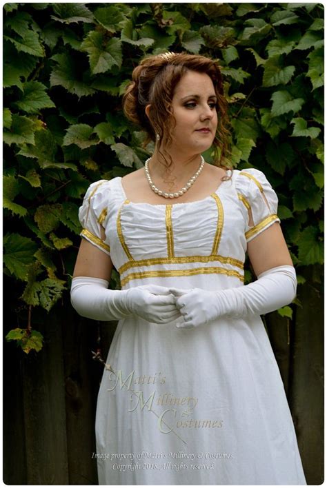 White Gold Cotton Jane Austen Style Regency Ball Day Gown Ball Etsy