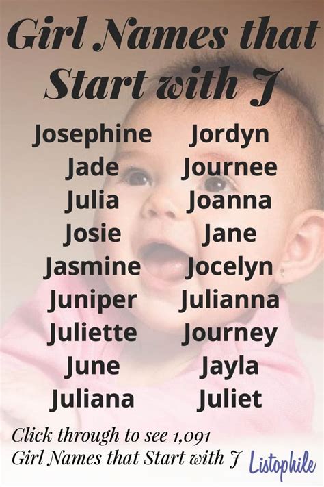 List Of Girl Names That Start With J Baby Girl Names Beginning With J