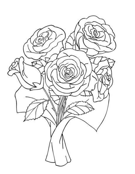 Drawing Of A Rose Bouquet Clip Art Library