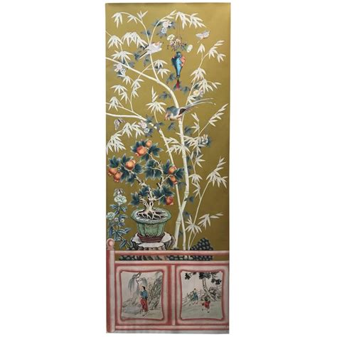 Large Antique Hand Painted Chinese Wallpaper Panels At 1stdibs