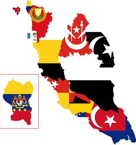 Fully editable flag map of malaysia. Malaysia Map Flag