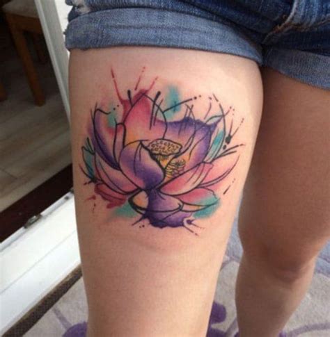 Thigh Tattoos Cool Watercolor Thigh Tattoos For Women