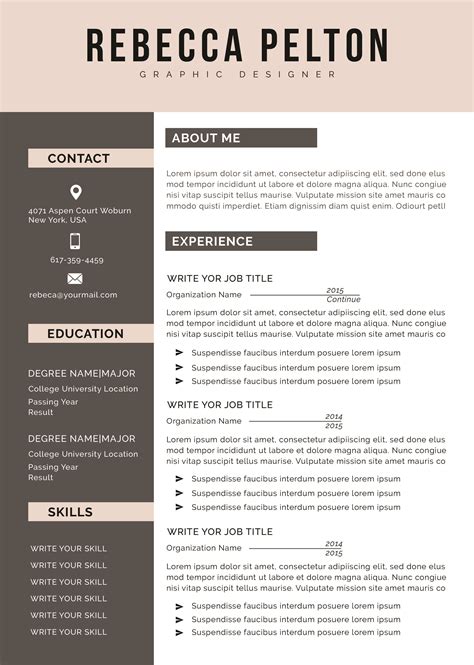 Professional Resume Template Modern Cv Template For Word Etsy