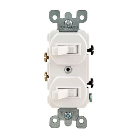Leviton 15 Amp Combination Double Switch White R62 05224 2ws The