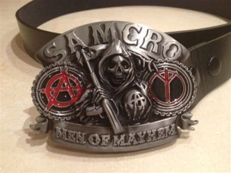 Sons Of Anarchy Men Of Mayhem Logo Metal Buckle Free Belt