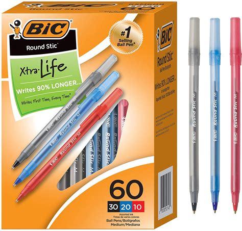 Amazon 60 Pack Bic Ballpoint Pens In Black Blue And Red Ink 399