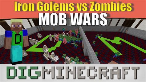 Mob Wars Iron Golems Vs Zombies In Minecraft Youtube