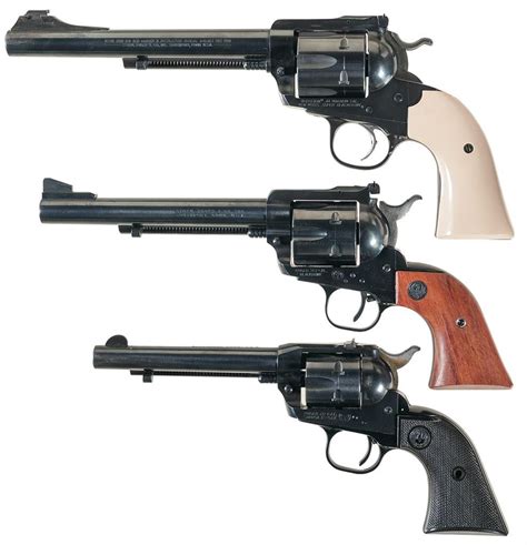 Three Ruger Single Action Revolvers A Ruger New Model Super Blackhawk