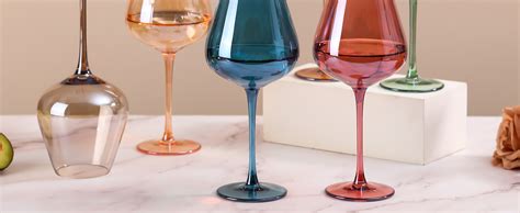Physkoa Colored Wine Glasses Set 6 Burgendy Wine Glasses Colored With Large Bowl