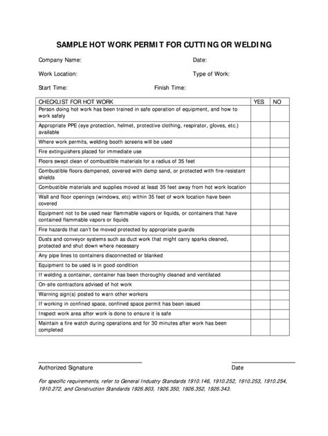 Hot Work Permit Template Fill Out Sign Online DocHub