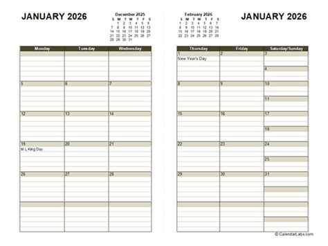 2026 Diary Planner Template Free Printable Templates