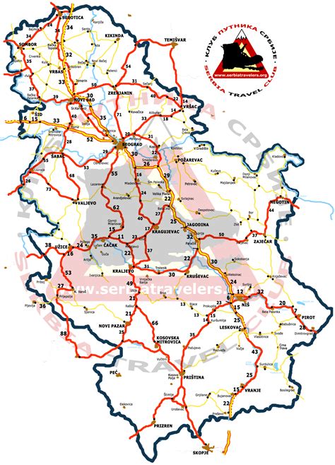 Serbia Road Map Serbia • Mappery